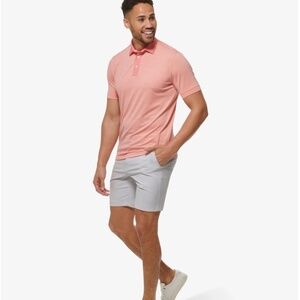 Mizzen+Main Versa Polo in Tea Rose Feeder Stripe - men's size large trim